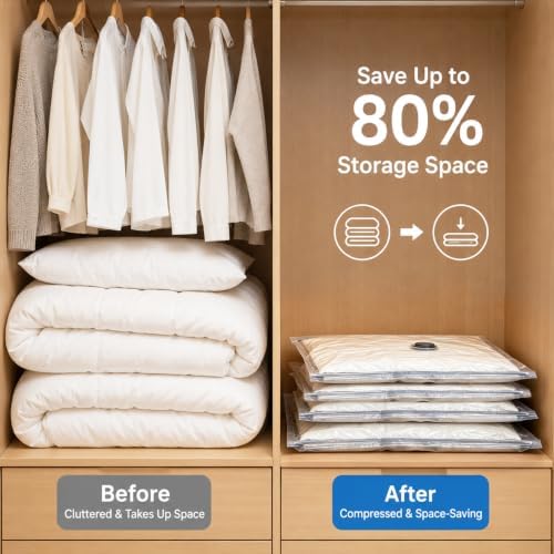 Vacuum Compression Bags, 20 Pack Multi‑Size Space Saver Storage Bags, Airtight Bags for Clothes Bedding Travel & Home Closet Organization - Image 5