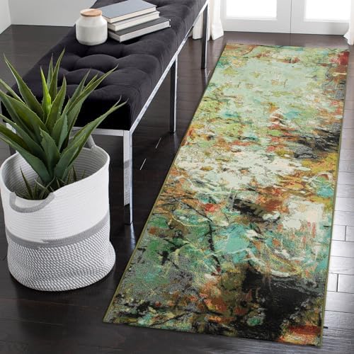 Liora Manne Marina Indoor/Outdoor Power Loomed Synthetic Blend Low Profile Area Rug - Contemporary Graphic Casual Colorful (Cirque Multi) (1'11" x 7'6") by LushDecor