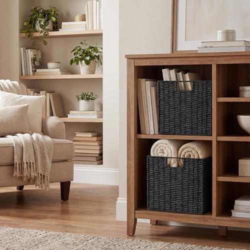 StorageWorks 13 inch Black Wicker Baskets for Storage,Foldable Black Basket - Image 5