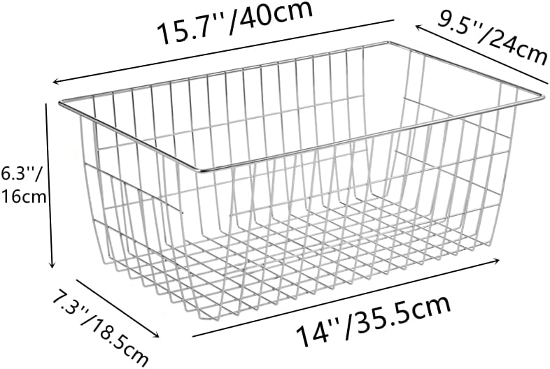 Slideep Farmhouse Wire Organizer Storage Bin Basket with Handles, Food Storage for Kitchen Cabinets, Pantry, Closet, Bedroom, Bathroom, Office 6 Pack - Image 4