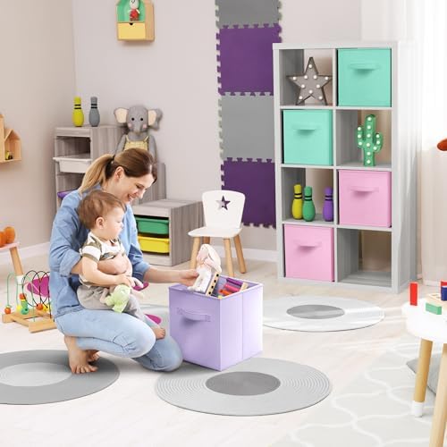 Sorbus 6-Pack Fabric Storage Cubes (13 Inch, Pastel Pink Purple Teal) - Image 3