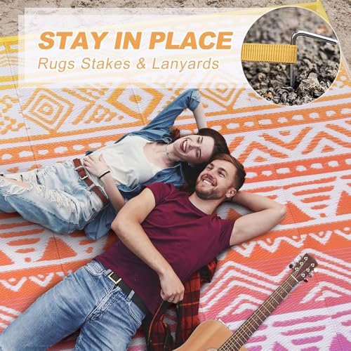 Lahome Outdoor Rug 8x10 Patio Waterproof, Outdoor Plastic Straw Camping Rug - Image 5