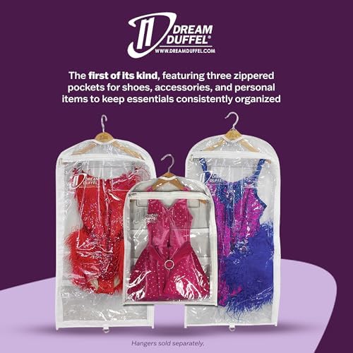 Clear Garment Bags for Dance Costumes 3-Pack, Regular-Size, Side Zipper Entry, Storage Pockets for Shoes & Accessories, Size 37”x18”, Dream Duffel - Image 2