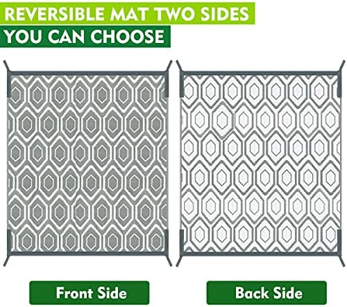 fifame 9x12 Outdoor Rug, Plastic Woven Patio Mat, Waterproof RV Camping Rug - Image 3