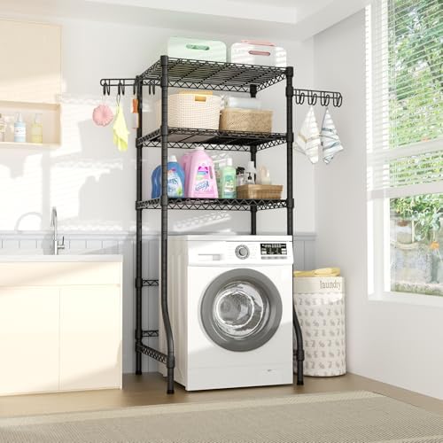 Ulif U8 Medium Laundry Room Storage Organizer, Over the Washer and Dryer Storage Shelves for Laundry Organization, 32.3”W x 17.3”D x 76.2”H, Suit Washing Machine Width within 29.9”, Hold 304 lb, Black - Image 2