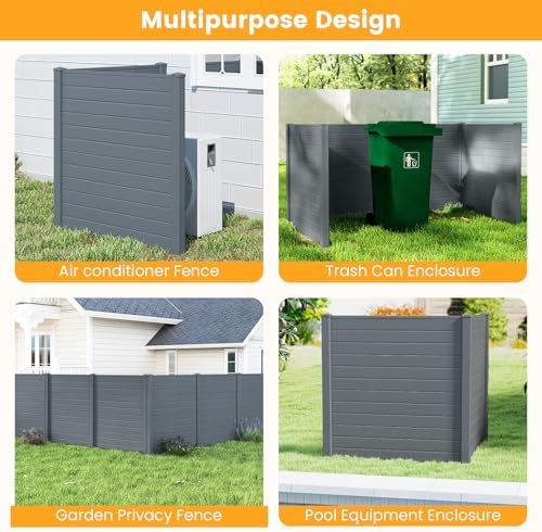 GIANTEX No-Dig Air Conditioner Fence, 4 Panels, 48''W x 48''H, Gray - Image 2