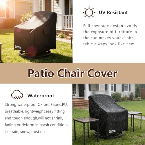 Patio Chair Covers 2 Pack,Swivel Lounge Chair Cover,Waterproof Heavy Duty Patio Furniture Covers for Outdoor Swivel Lounge Chair(30 W x 34 D x 38.5 H inches) Black - Image 4