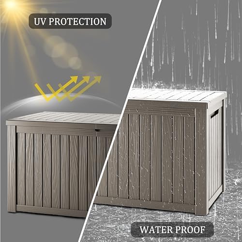 270 Gallon Resin Large Deck Box Organization and Storage Box for Patio, Outdoor Cushions, Garden Tools, Gray - Image 4