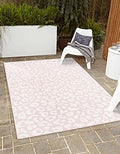 Unique Loom Outdoor Safari Collection Area Rug - Leopard (7' 10" x 11' Rectangle, Pink Ivory/ Ivory) by UniqueLoom