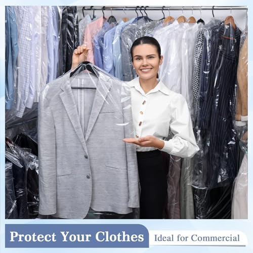 200 Packs Garment Bags for Hanging Clothes, 35"/40"/60"/70" Clear Plastic Dry Cleaner Bags for Shirt, Long Dress, Coat, Closet Storage, Waterproof Dustproof Suit Covers for Closet Travel Moving - Image 6