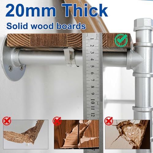 WEBI Wall Mounted Clothes Rack with Shelf,32" Industrial Pipe Clothing Rack with Shelf with Hanging Rod,Heavy Duty Iron Garment Rack Bar,Retail Display Clothes Rod for Laundry Room,Closet,Silver - Image 5