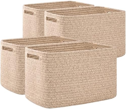 OIAHOMY 4 Pack Storage Baskets for Organizing 24L Cube Storage Bins Brown by MasterofSpaceOptimization
