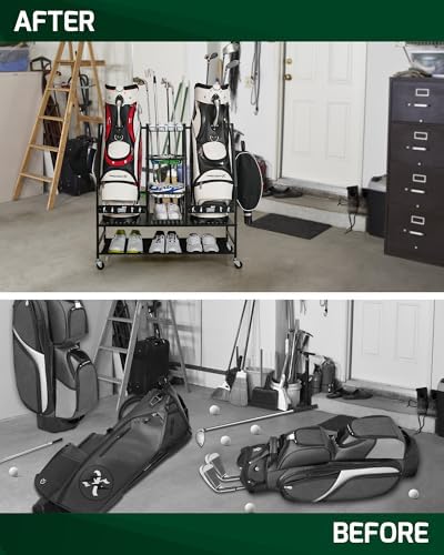 Mythinglogic 2-Bag Golf Storage Organizer with Golf Club and Shoe Storage - Image 7