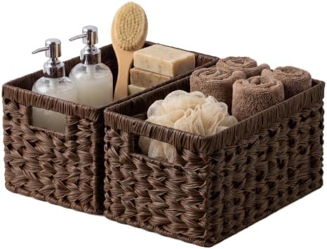 GRANNY SAYS Wicker Storage Baskets for Shelves, Brown Wicker Baskets,2-Pack by GRANNYSAYS