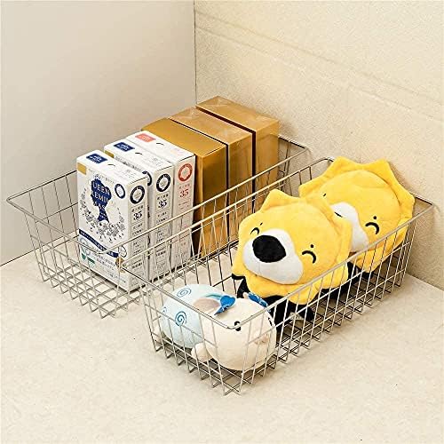 Slideep Wire Baskets Farmhouse Freezer Organizer Storage Bin Basket with Handles, Food Storage for Kitchen Cabinets, Pantry, Closet, Bedroom, Bathroom, Office 3 Pack - Image 3