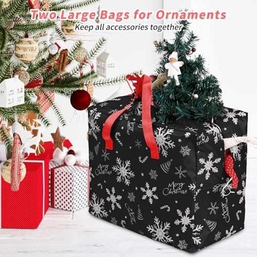 RICHIE Christmas Tree Storage Bag 9ft (3pc Set), 600D Oxford Tear-proof Xmas Tree Bag, Fits Up to 9 Foot Artificial Trees, Reinforced Handles&Zippered&Durable, Holiday Decoration Storage Bags, Black - Image 6