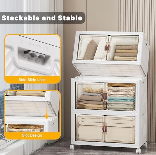 UAMFURI Stackable Storage Bins, 336QT Collapsible Drawers with 1 Lid - Image 4