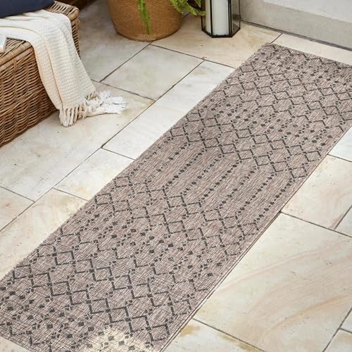 Eyely Moroccan Woven Runner Rug 2X20 Natural/Black, Indoor Outdoor Rug - Image 4