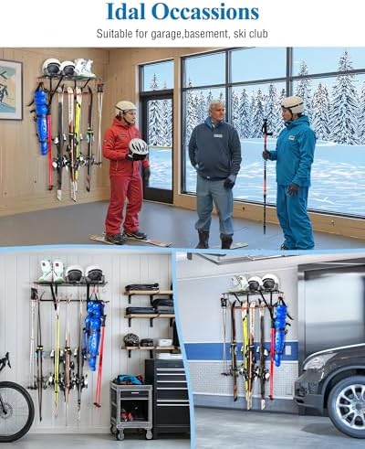 Mythinglogic Ski Equipment Storage Rack with Shelf for Garage and Shed - Image 4