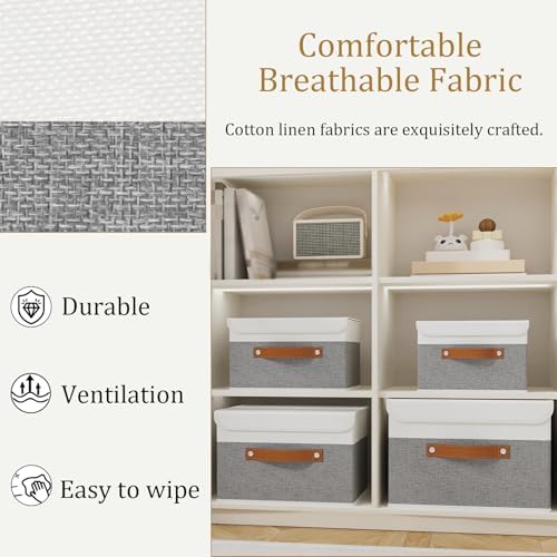 OUTBROS Storage Bins with Lids, White/Grey, 5 Pack 10.2 x 7.9 x 6.7in - Image 5