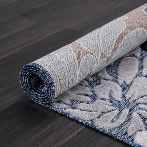 Luul Home Floral Indoor Outdoor Rugs 8x10 Large Area Rug for Living Room, Patio Decor, Kitchen, and Entryway Rug, Washable Stain Resistant Outside Carpet Navy 8 x 10 - Image 6