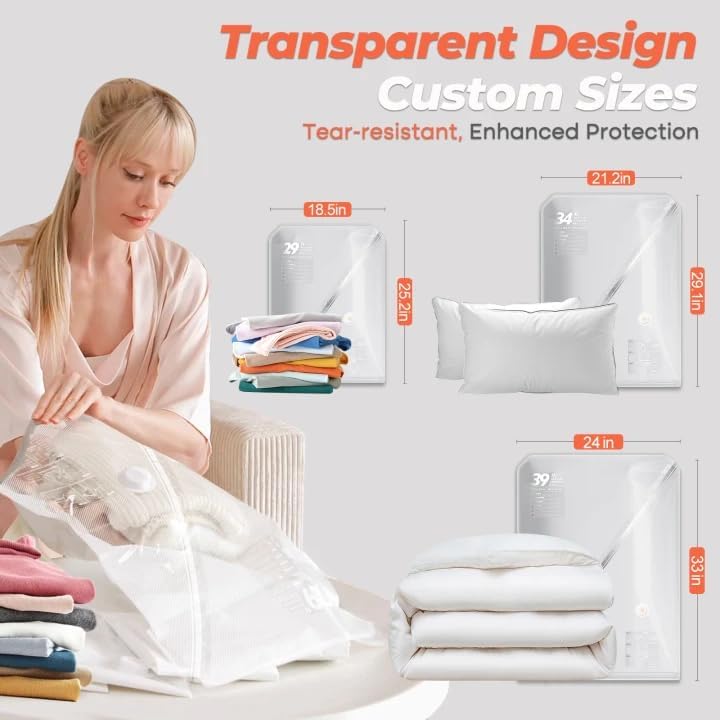 Vacbird 18 Pack Vacuum Storage Bags Set with Rechargeable Wireless Pump Large/Medium/Small Vacuum Seal Bags for Clothing Travel and Home, Compression Packing for Comforters, Blankets and Bedding - Image 6