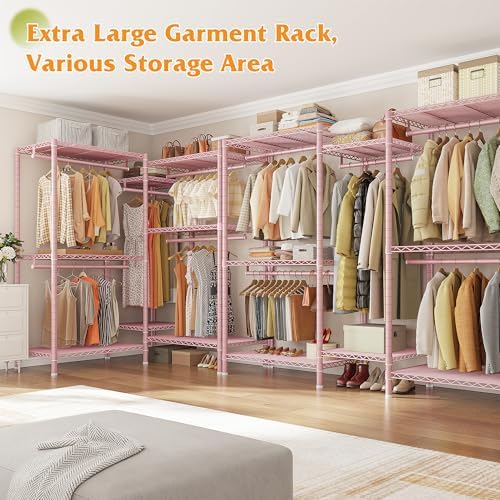 Raybee Clothes Rack, L Shaped Portable Closets for Hanging Clothes, 900LBS - Image 3