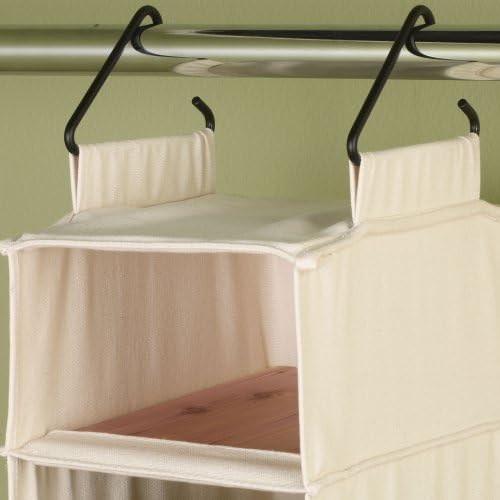 Household Essentials Hanging Shoe Organizer, 10 Pocket Wide Cubbies with Cedarline Pockets, Heavy-Duty Cotton Canvas, Removable and Industrial Hooks, Natural,(Pack of 6) - Image 4