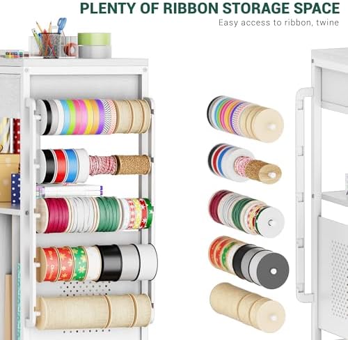 PUNLUXU Wrapping Paper Storage Cart for 12 Rolls with Ribbon Holder 03 - Image 3