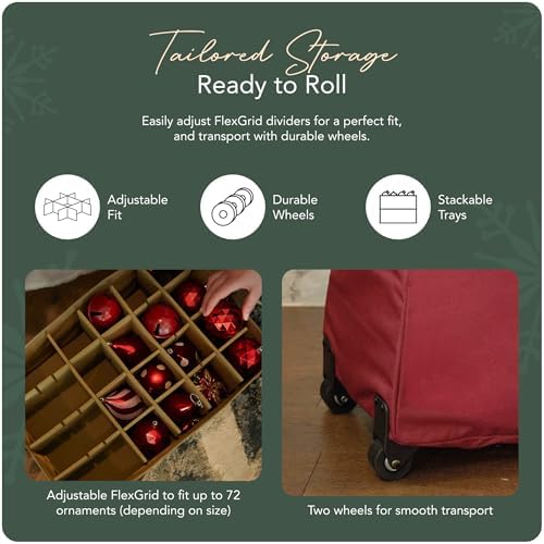 Covermates Rolling Adjustable Ornament Storage Bag, 19.25"W x 13"D x 18.5"H - Image 5