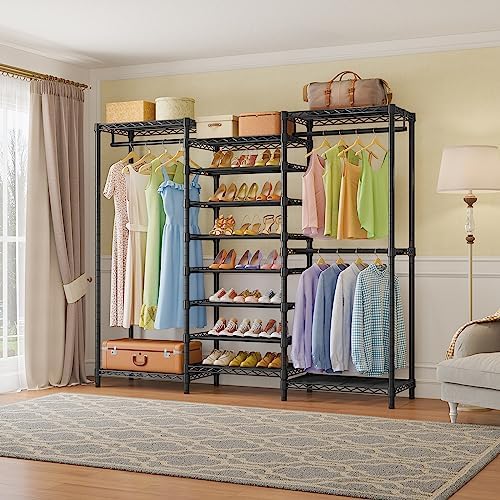 VIPEK S3 Heavy Duty Garment Rack with 8-Tier Shoe Rack, Black - Image 2