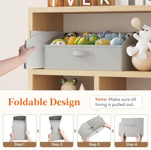 Lifewit Trapezoid Closet Storage Bin for Shelf, 6 Packs 23L, Light Gray - Image 5