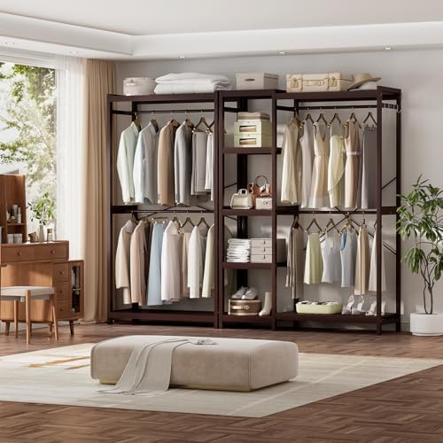 Homykic Bamboo Clothing Rack with Shelves, 33.5” Wide Clothes Rack, 78.8” H - Image 3