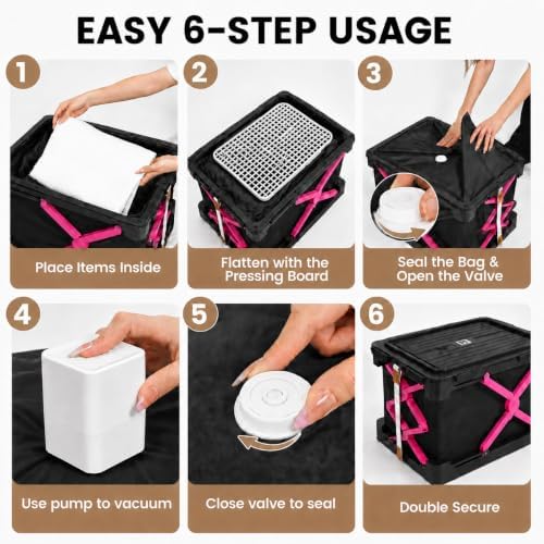 Foldable Vacuum Compression Storage Box, 2Pack 112L Large Capacity Clothes Storage Bin with Lid, Stackable Closet Organizer for Blankets, Bedding, Sweaters and Seasonal Clothing（Black） - Image 4