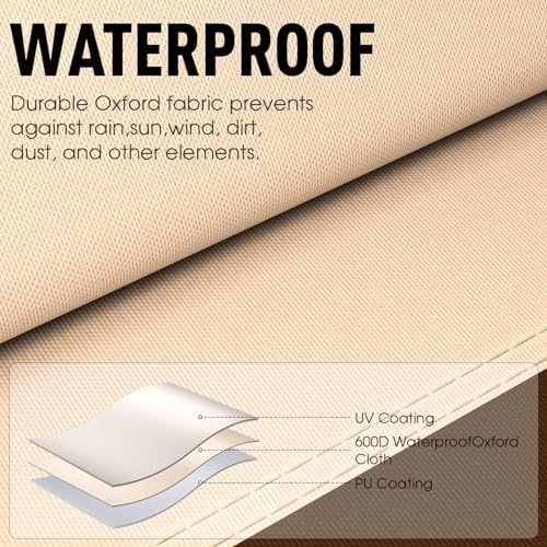 Patio Furniture Covers, Outdoor Furniture Cover Waterproof, General Purpose, Outside Table and Chair Covers, Heavy Duty 600D (74 Inch L x 47 Inch W x 27.8 Inch H)-Brown - Image 4