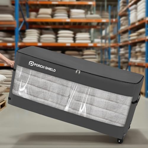 Porch Shield Rolling Cushion Storage Bag with Wheel 48"L x 15"W x 22"H,Grey - Image 6