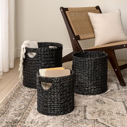 happimess Avery 3-Piece Cylinder Nesting Baskets 13", Black - Image 2