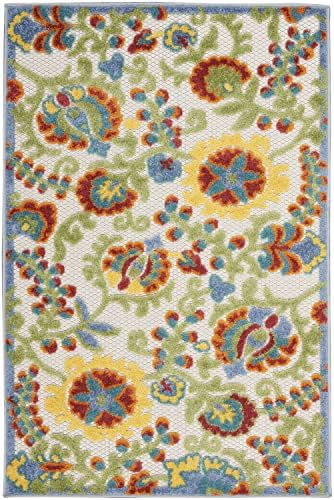Nourison Home Aloha Ivory Multicolor 2'8" x 4' Area Rug - Easy Clean, Non Shedding, Bed Room, Living Room, Dining Room, Kitchen (3' x 4') - Image 3