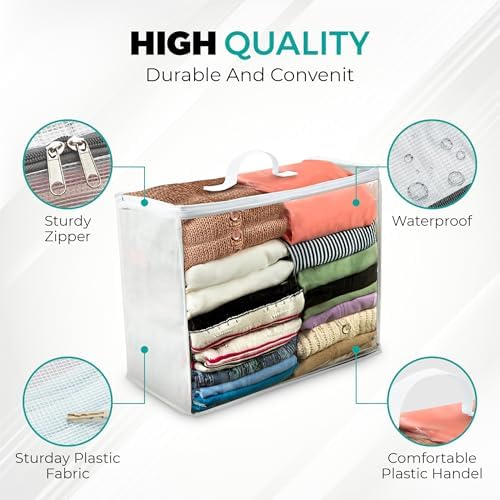 VitalUp Clear Plastic Storage Bag with Zipper, Foldable Moving Bag for Comforters, Blankets, Bedding, Storage Containers, Breathable, Durable Clothes and Duvet Closet Organizers, 6-pack 20x20x8 - Image 5