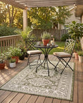 Rugs.com - Outdoor Aztec Rug – 3' 1 x 5' 3 Green Indoor/Outdoor Rug – Weather Resistant Flatweave for Patios, Decks, and Porches by Rugscom