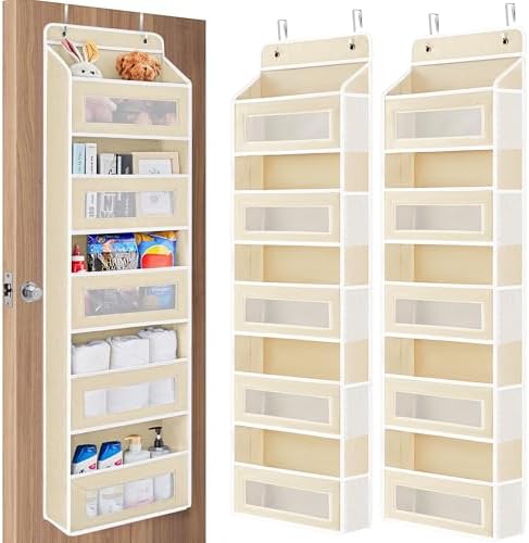JARLINK Over the Door Organizer for Pantry, Bathroom, 5 Shelf Beige, 2 Pack by JARLINK
