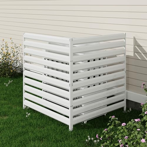 42” H x 38” W Air Conditioner Fence 2 Panels, Metal Privacy Fence Panels, Pool Equipment Enclosure, Trash Can Screens Fence Kit for Outside, Backyard, Patio, Garden(White) by YEEZER