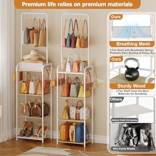 Tall Purse Organizer Stand, Slim Freestanding Handbag Rack for Closet - Image 2