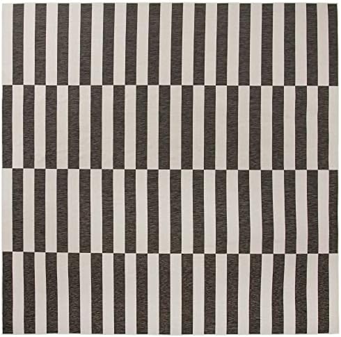 Unique Loom Outdoor Striped Collection Area Rug - Striped (13' Square, Charcoal/Ivory) - Image 2