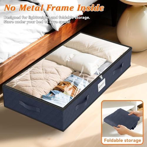 90L Under Bed Storage Containers, Storage Bags, Organizers, 8-Pack, Blue - Image 5