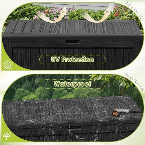 Devoko 125 Gallon Outdoor Storage Box, Waterproof Resin Deck Box - Image 6