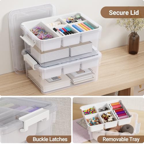 20Qt Plastic Storage Bin with Lid, Clear Latching Organizer Box with Removable Tray, Portable Storage Container, for Holiday Ornaments, Home Organization, 1Pack - Image 3