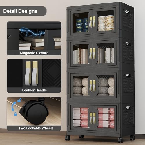 336QT Stackable Storage Bins with Lids, 84Gal Foldable Storage Cabinets - Image 3