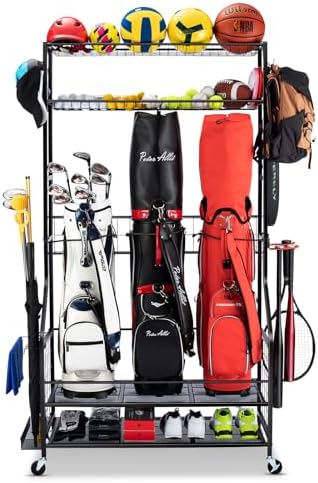 FHXZH Golf Bags Storage Garage Organizer - Stand for Single Golf Bags, Clubs, and Equipment Accessories with Wheels by FHXZH