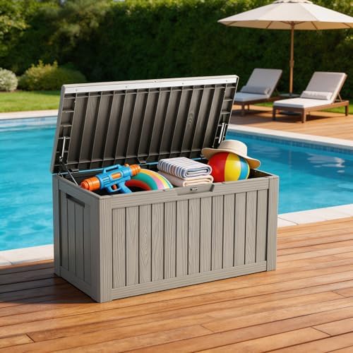 Outdoor Deck Storage Box, 90 Gallon Deck Box,Lockable Patio Storage Bench - Image 5